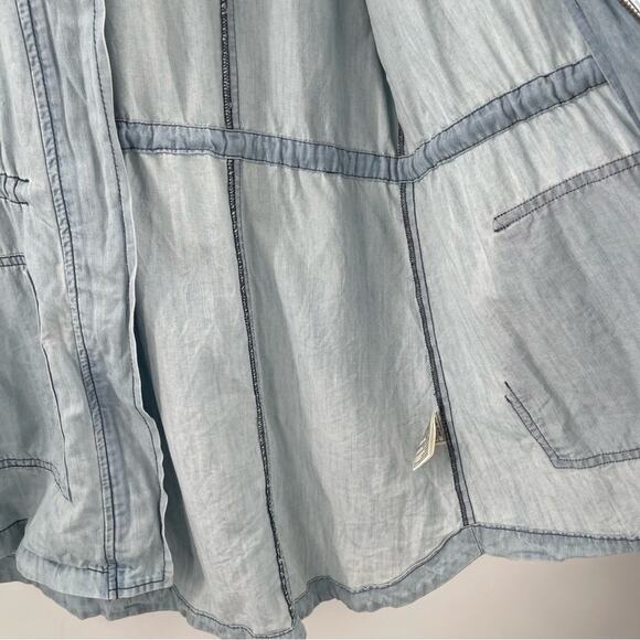 JACK BY BB DAKOTA Jacket Small Chambray Hi-Low Hooded Zip Up Lightweight Casual - Picture 10 of 16